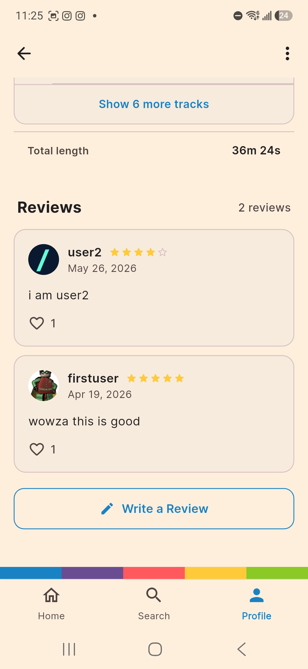 rate & review screen